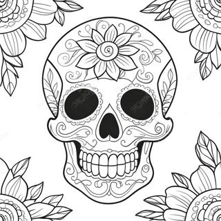 Floral Skull Tattoo Coloring Page 31943-25738