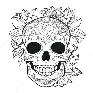 Floral Skull Tattoo Coloring Page 31943-25739