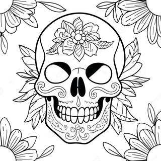 Floral Skull Tattoo Coloring Page 31943-25740