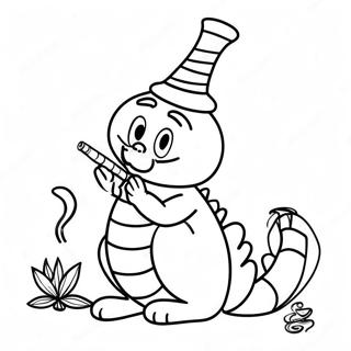 Alice In Wonderland Caterpillar Smoking Hookah Coloring Page 31952-25742