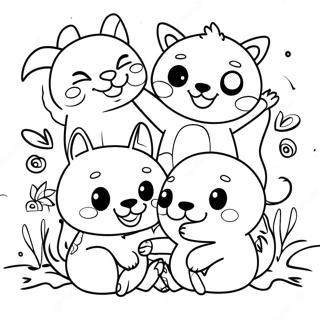 Joyful Animals Playing Coloring Page 31963-25751