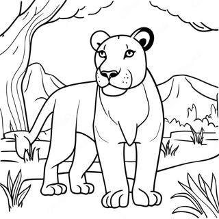 Majestic Lioness In The Wild Coloring Page 31993-25780