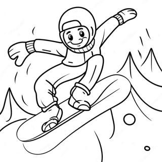 Cheerful Snowboarder In Action Coloring Page 32013-25793