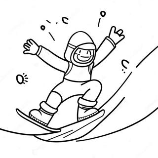 Cheerful Snowboarder In Action Coloring Page 32013-25794