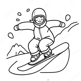 Cheerful Snowboarder In Action Coloring Page 32013-25795