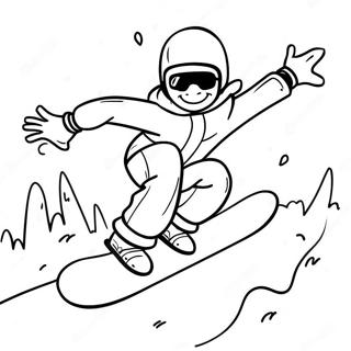 Cheerful Snowboarder In Action Coloring Page 32013-25796