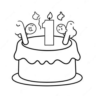 Happy 1st Birthday Cake Coloring Page 32082-25846