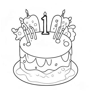 Happy 1st Birthday Cake Coloring Page 32082-25847