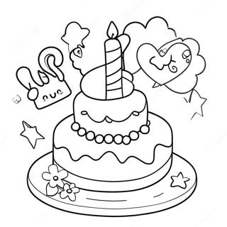 Happy 1st Birthday Cake Coloring Page 32082-25848