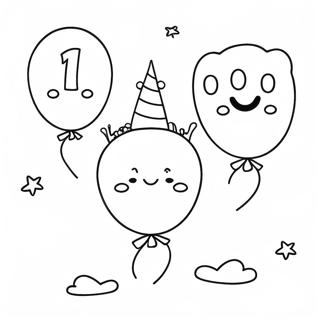 Joyful 1st Birthday Balloons Coloring Page 32083-25850