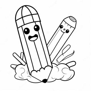 Cute Pencil And Eraser Coloring Page 32162-25914