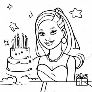 Happy Birthday Barbie Birthday Coloring Page 32172-25919