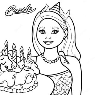 Happy Birthday Barbie Birthday Coloring Page 32172-25920