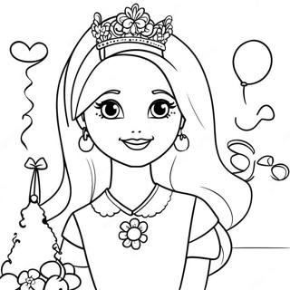 Elegant Barbie Birthday Celebration Coloring Page 32173-25921