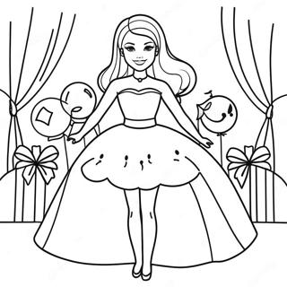 Elegant Barbie Birthday Celebration Coloring Page 32173-25922