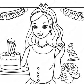 Elegant Barbie Birthday Celebration Coloring Page 32173-25923