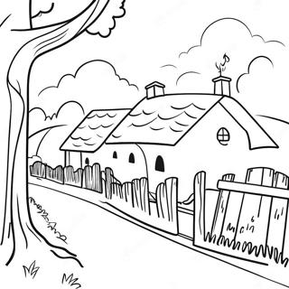 Village Scene Coloring Page 32182-25930