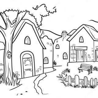 Village Scene Coloring Page 32182-25931