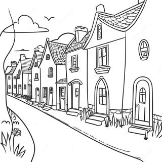 Charming Village Houses Coloring Page 32183-25928