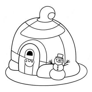 Cute Igloo With Snowman Coloring Page 32233-25971