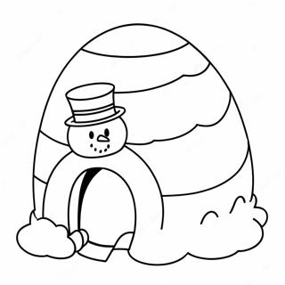 Cute Igloo With Snowman Coloring Page 32233-25972