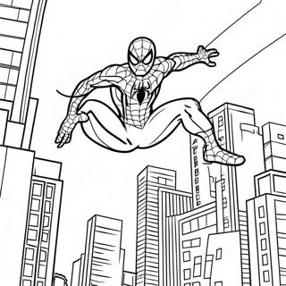 Spider Man Swinging Through The City Coloring Page 32293-26021