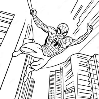 Spider Man Swinging Through The City Coloring Page 32293-26024