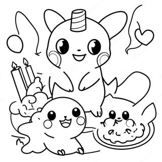 Pokemon Happy Birthday Celebration Coloring Page 32362-26079