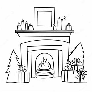 Christmas Fireplace Coloring Pages