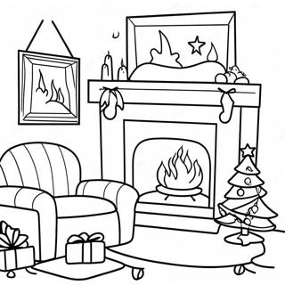 Cozy Christmas Fireplace Coloring Page 32392-26094