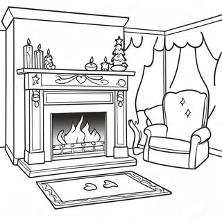 Decorated Christmas Fireplace Coloring Page 32393-26097