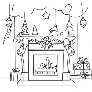 Decorated Christmas Fireplace Coloring Page 32393-26100