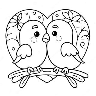 Colorful Love Birds In A Heart Coloring Page 32423-26125