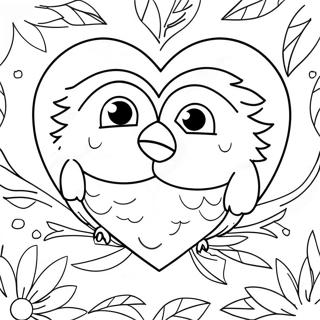 Colorful Love Birds In A Heart Coloring Page 32423-26126