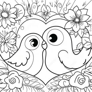 Colorful Love Birds In A Heart Coloring Page 32423-26127