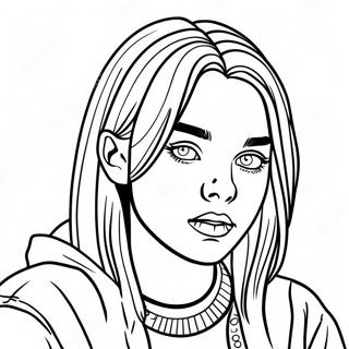 Billie Eilish With Green Hair Coloring Page 3242-2688