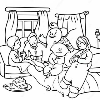 Cozy Pajama Party Scene Coloring Page 32453-26142