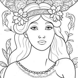 Elegant Aphrodite With Flowers Coloring Page 32473-26158