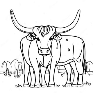 Colorful Longhorn Cattle Coloring Page 32483-26176