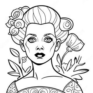 Bride Of Frankenstein With Flowers Coloring Page 32553-26227