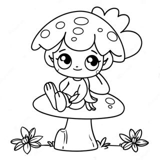 Cute Anime Fairy Sitting On A Mushroom Coloring Page 32563-26229