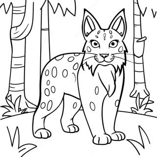 Playful Lynx In The Forest Coloring Page 32573-26239