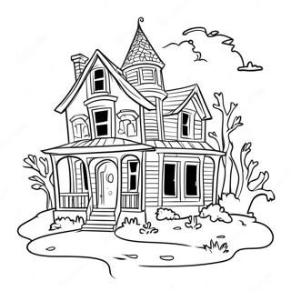 Creepy Haunted House Coloring Page 32593-26250