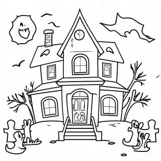 Creepy Haunted House Coloring Page 32593-26252