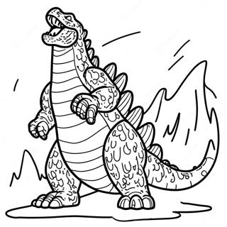 Godzilla Roaring With Atomic Breath Coloring Page 32633-26290