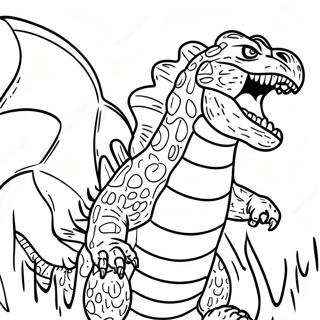 Godzilla Roaring With Atomic Breath Coloring Page 32633-26292