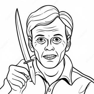 Creepy Serial Killer With Knife Coloring Page 32663-26309