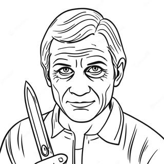 Creepy Serial Killer With Knife Coloring Page 32663-26311