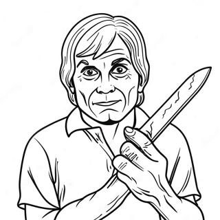 Creepy Serial Killer With Knife Coloring Page 32663-26312