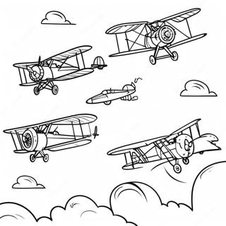 World War 1 Airplanes Flying Coloring Page 32693-26333